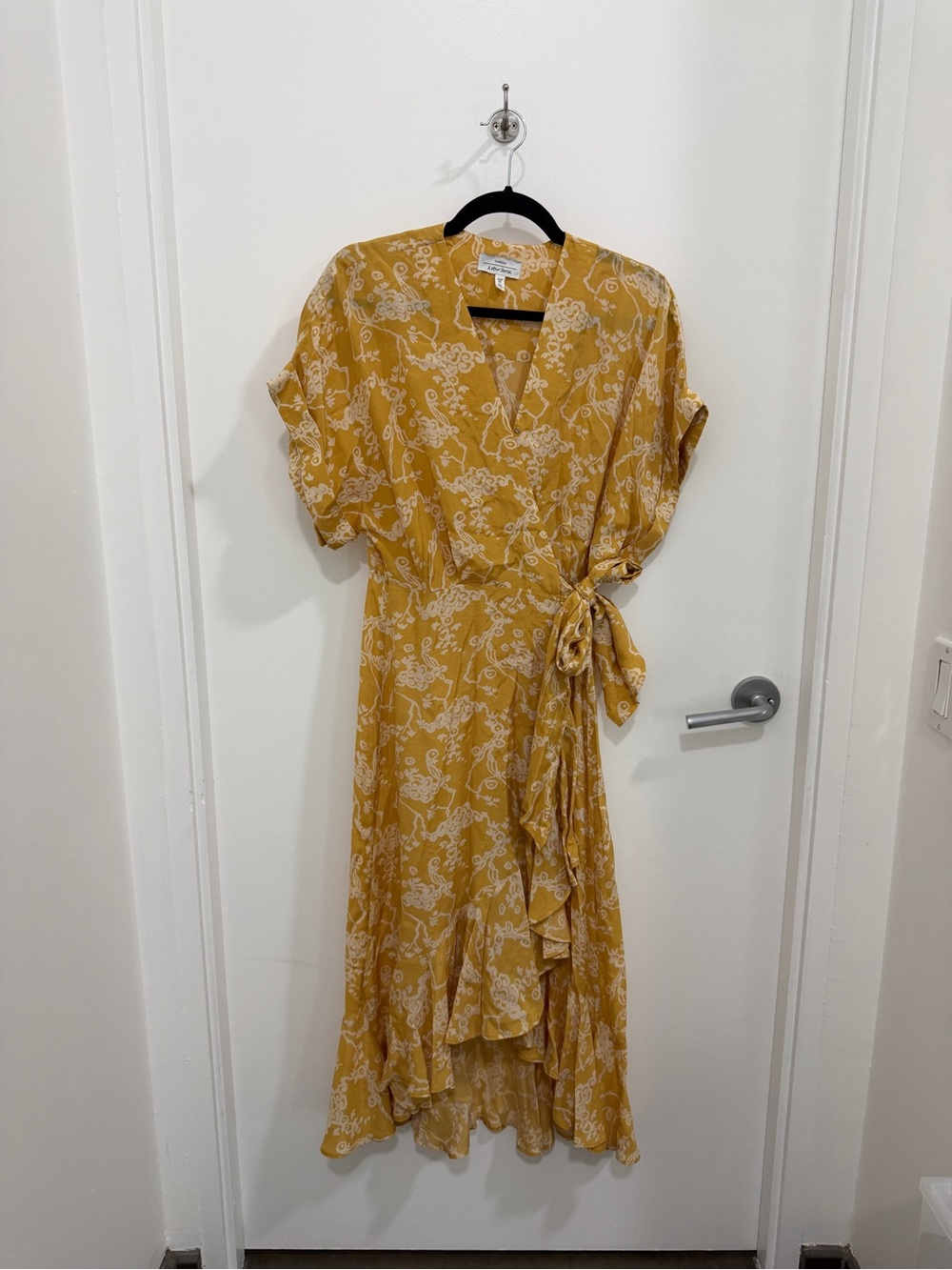 & Other Stories Mustard Yellow Floral Wrap High-Low Dress
